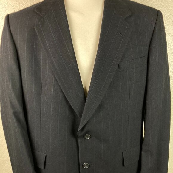 Hart Schaffner & Marx Bill's Clothes Pure Virgin Wool Striped Suit Jacket Sz 44R - Picture 2 of 13